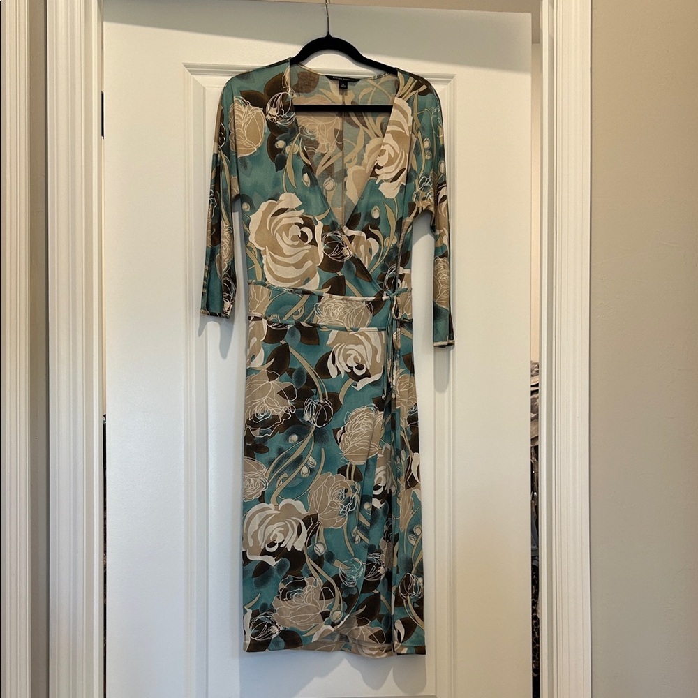 Banana Republic Teal and Cream Floral Dress